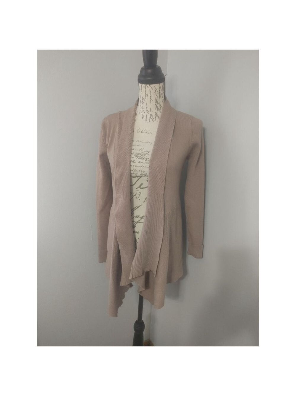 Women's Urban Daizy Beige Open Front Draped Cardigan S/M